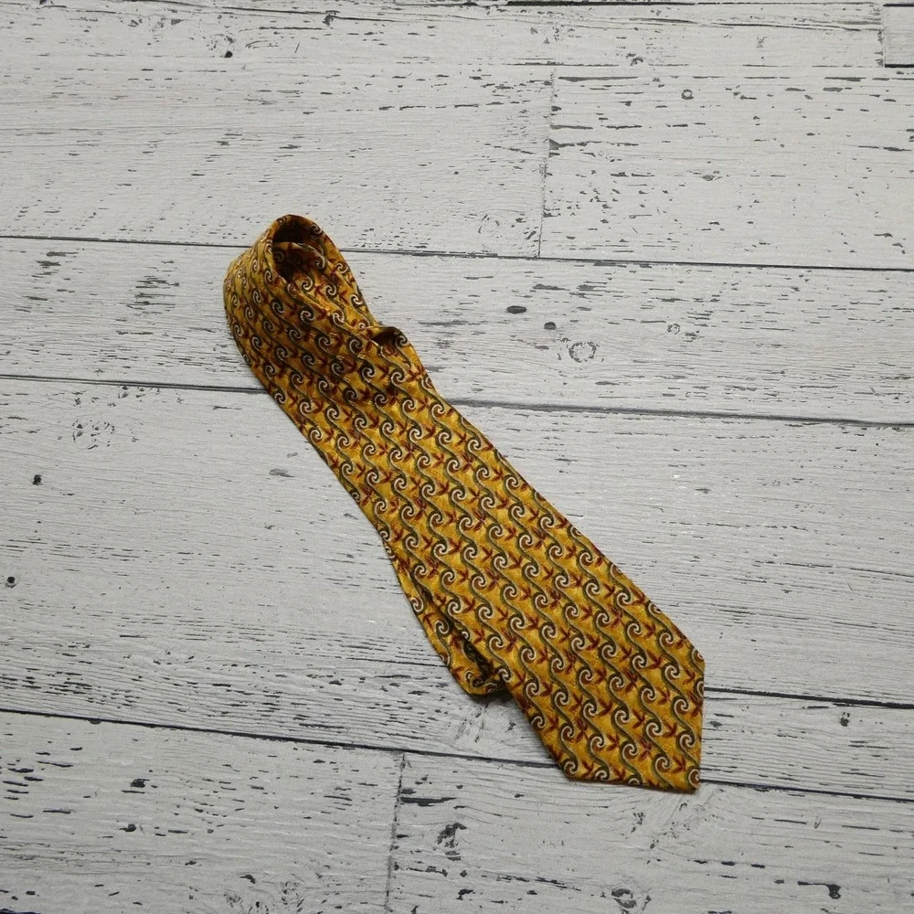 Robert Talbott Studio Tie Mens‎ One Size Yellow Paisley Silk Jacquard Necktie